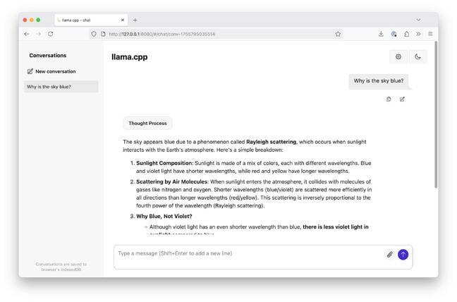 By default launching a model with llama-server will start a basic web interface for chatting with models By default launching a model with llama-server will start a basic web interface for chatting with models
