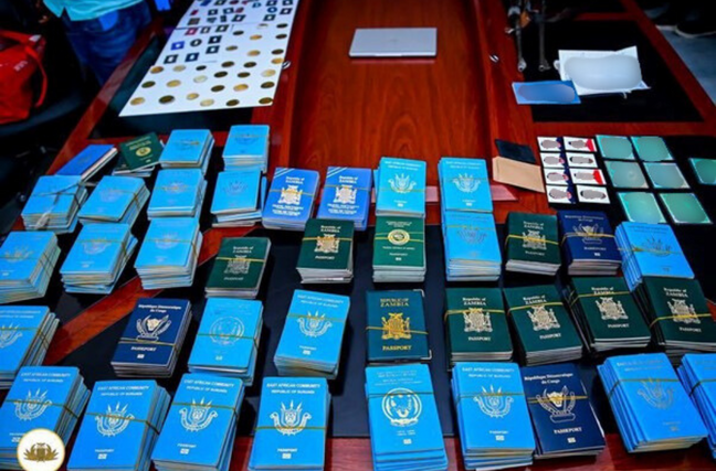 Passports seized by Zambian authorities. Credit Interpol Passports seized by Zambian authorities. Credit Interpol