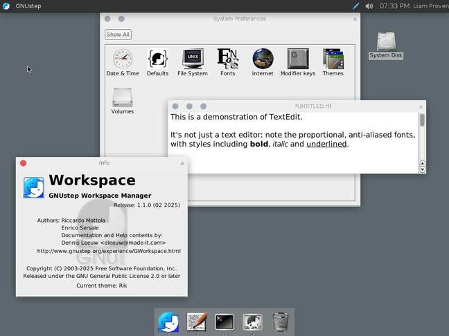 Alternatively, there's Gershwin, which combines parts of GNUstep and Xfce for a vaguely Mac-like desktop.