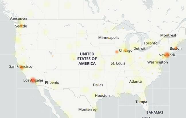 Outlook outage on the map