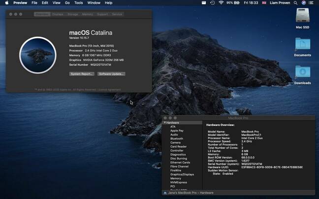 This shouldn't work, but it does: macOS 10.15 running happily on a MacBook Pro from two years before Apple's cut-off This should't work, but it does: macOS 10.15 running happily on a MacBook Pro from two years before Apple's cut-off