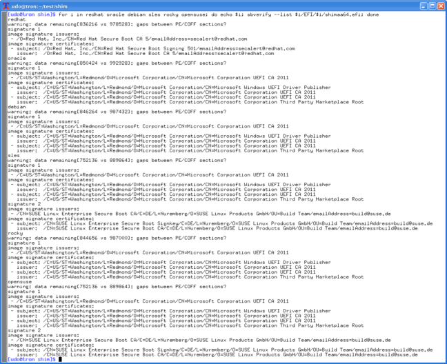 There are still a few differences on how the Linux1 distributors/communities handle the shim signing on Arm64. Having it signed by Microsoft is the common ground - where some still have to do some homework.
