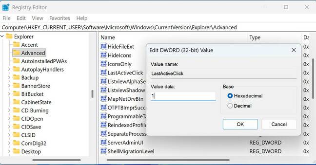 Set LastActiveClick to 1