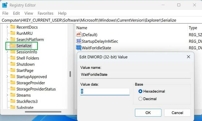 Set StartupDelayinMSec and WaitForIdleState to 0