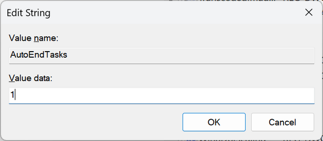 Set AutoEndTasks to 1