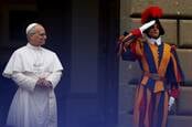 Pope Leo XIV recites blessing at the gates of the Apostolic Palace before thousands of faithful in Castelgandolfo, near Rome