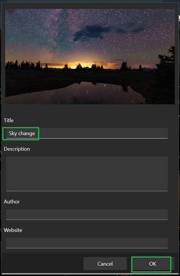 Enter a title and description and then click Ok Enter a title and description and then click Ok