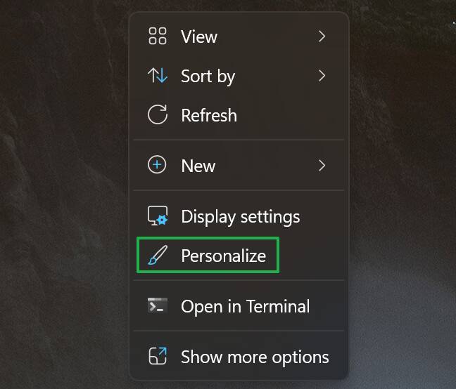 Right click and select Personalize Right click and select Personalize