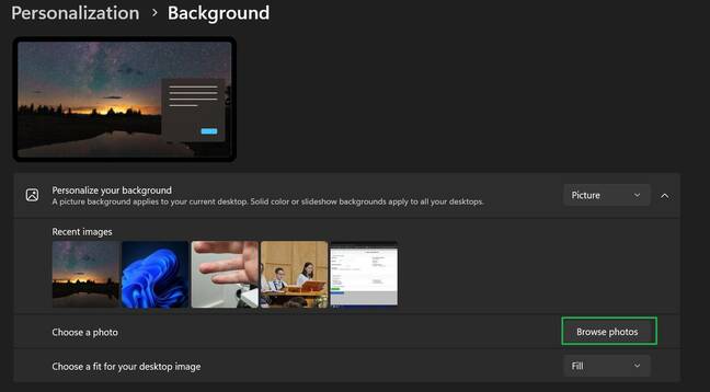 Click Browse photos and then select your video file Click Browse photos and then select your video file