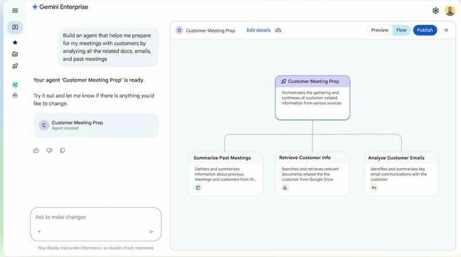 Screenshot of Google Gemini Enterprise interface Screenshot of Google Gemini Enterprise interface
