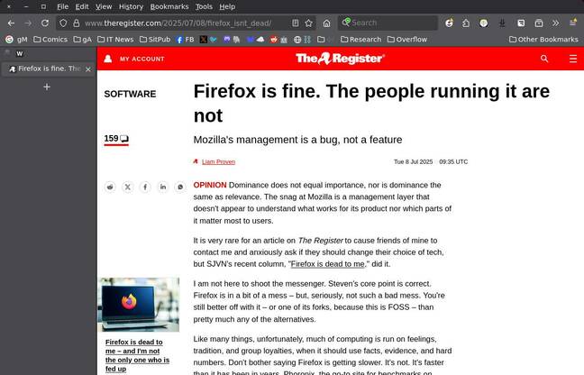 Firefox is equally happy running on Linux – but from the next version, only so long as you are running a 64-bit version