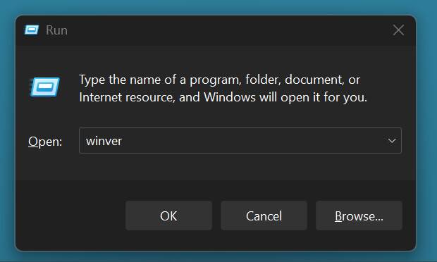 Launching winver Launching winver