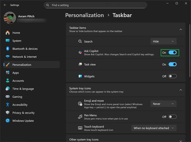 Enable Ask Copilot in Settings Enable Ask Copilot in Settings