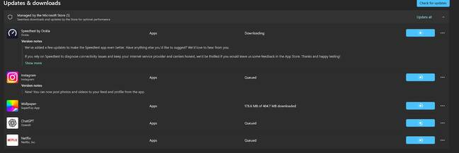 Installing multiple apps at once in Microsoft store