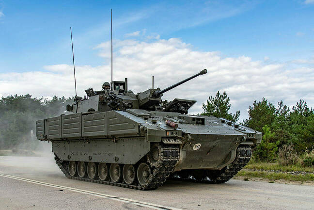 AJAX Armoured Fighting Vehicle being tested at the Armoured Trials and Development Unit (ATDU) facility at Bovington. Copyright: UK MOD © Crown copyright 2024 