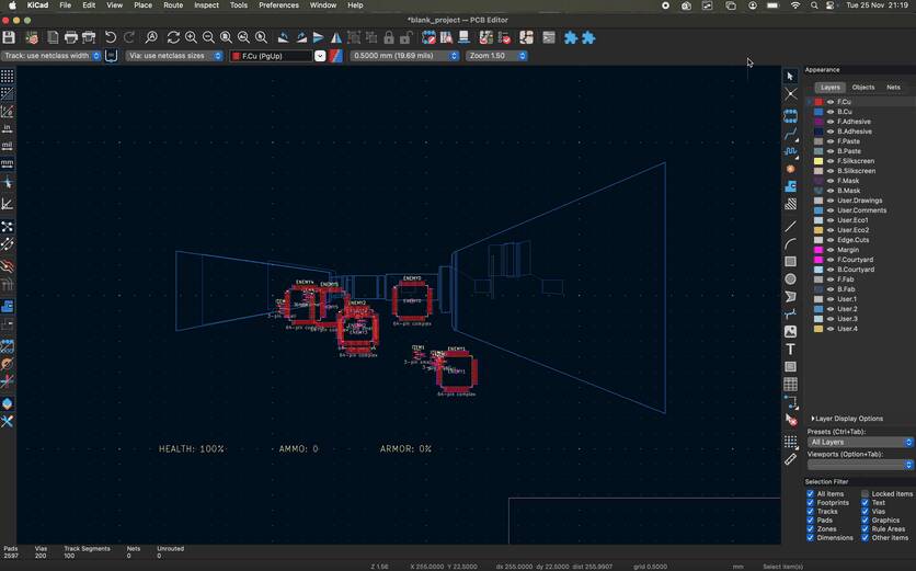 Doom rendered in KiCad