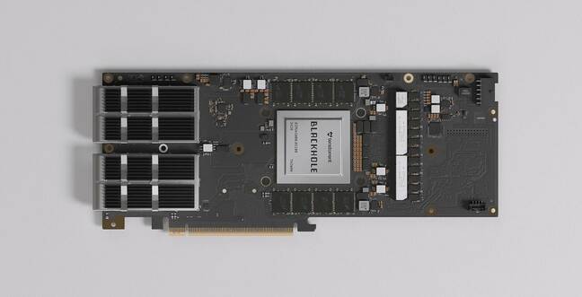 We couldn't exactly pull and disassemble one of the P150s from our test system, so here's a rendering of the card from Tenstorrent's website. 