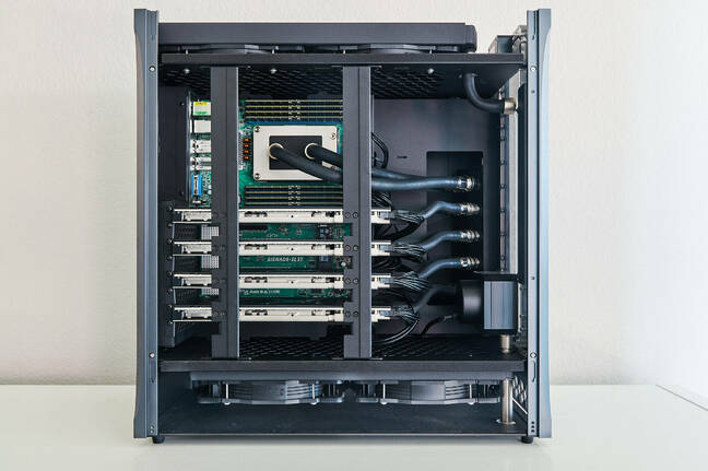 We've pulled off the side panel to give you a better look at the QuietBox's internals.