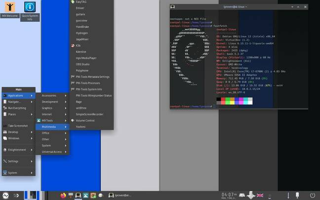 AV Linux sports the latest Enlightenment and it's rather less colorful, but can do much more