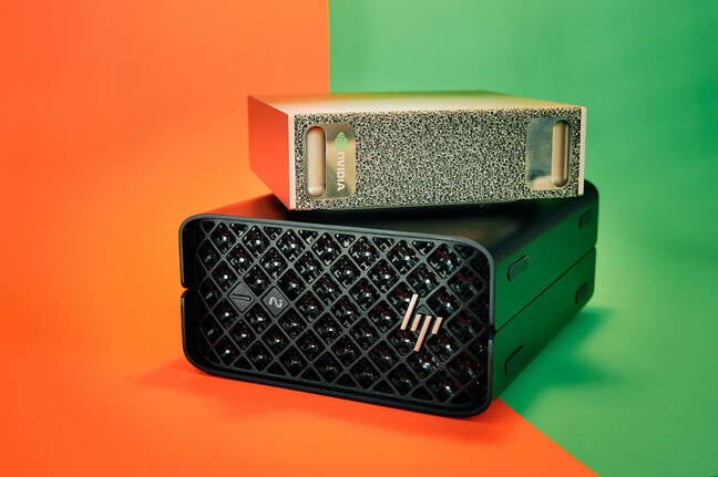 Compared to the Spark, HP's Z2 Mini G1a is a fair bit bigger thanks in part to its integrated PSU and larger cooling solution Compared to the Spark, HP's Z2 Mini G1a is a fair bit bigger thanks in part to its integrated PSU and larger cooling solution