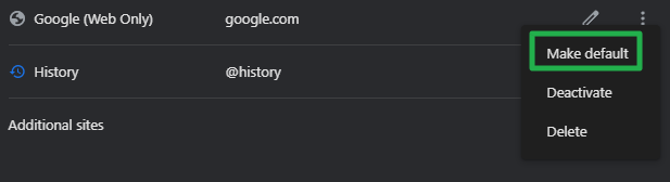 Make Google (Web Only) the default search engine Make Google (Web Only) the default search engine