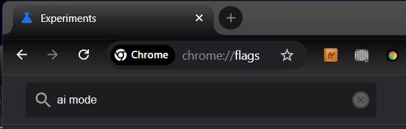Search for ai mode in Chrome flags Search for ai mode in Chrome flags