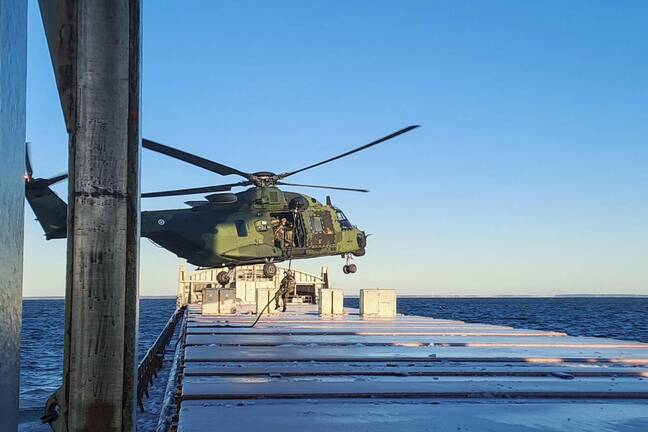 Picture: Finnish Border Guard Tactical Transport Helicopter used by the Finnish Defence Forces drops