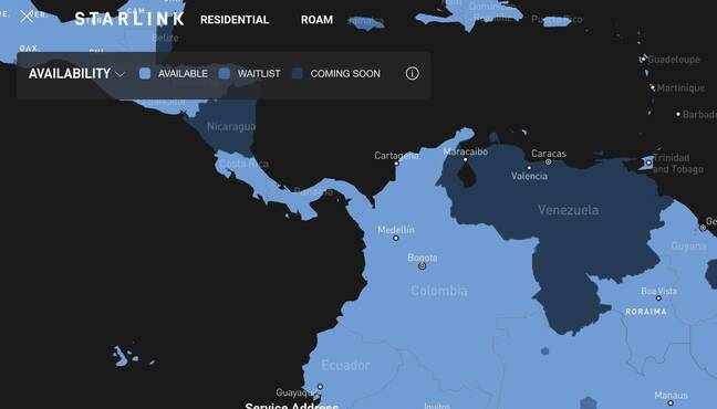 Starlink's South American service map - not the lack of service in Venezuela starlink-venezuela-map