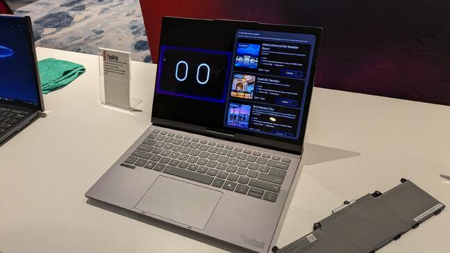 Lenovo ThinkBook Plus Gen 7 Auto Twist AI assistant shows hotel listings