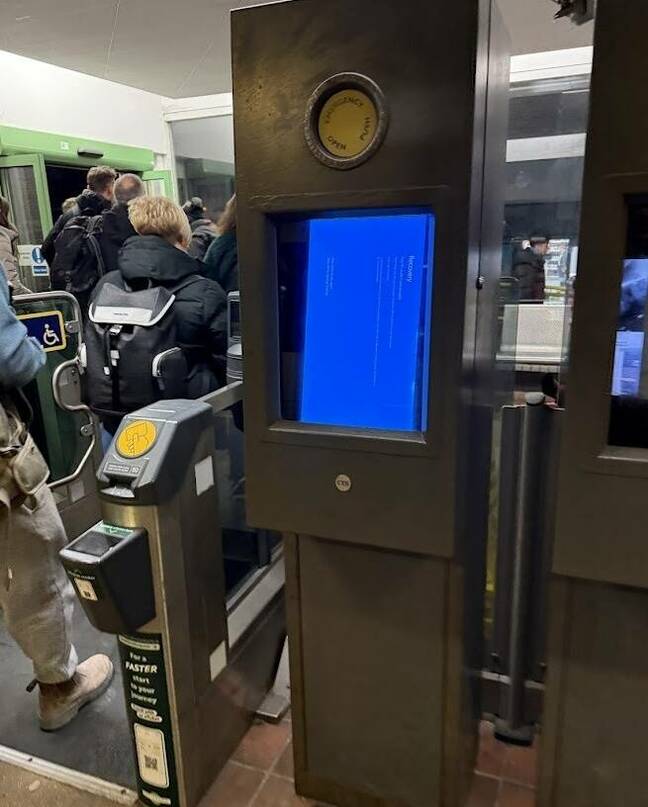 Windows recovery screen at Polegate station
