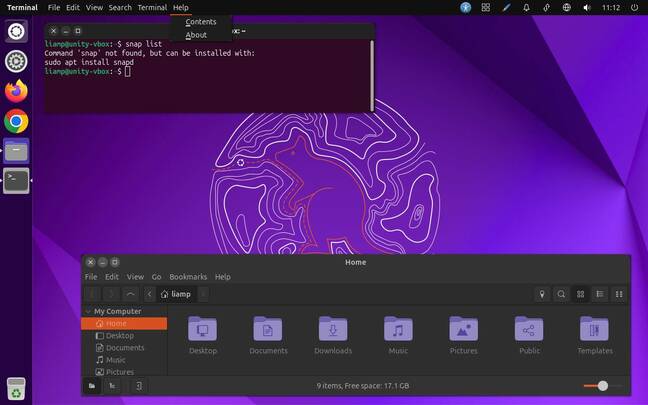 Ubuntu Unity 26.04 works, but there are glitches – the file manager's menu bar belongs in the top panel, and that's the wrong wallpaper.