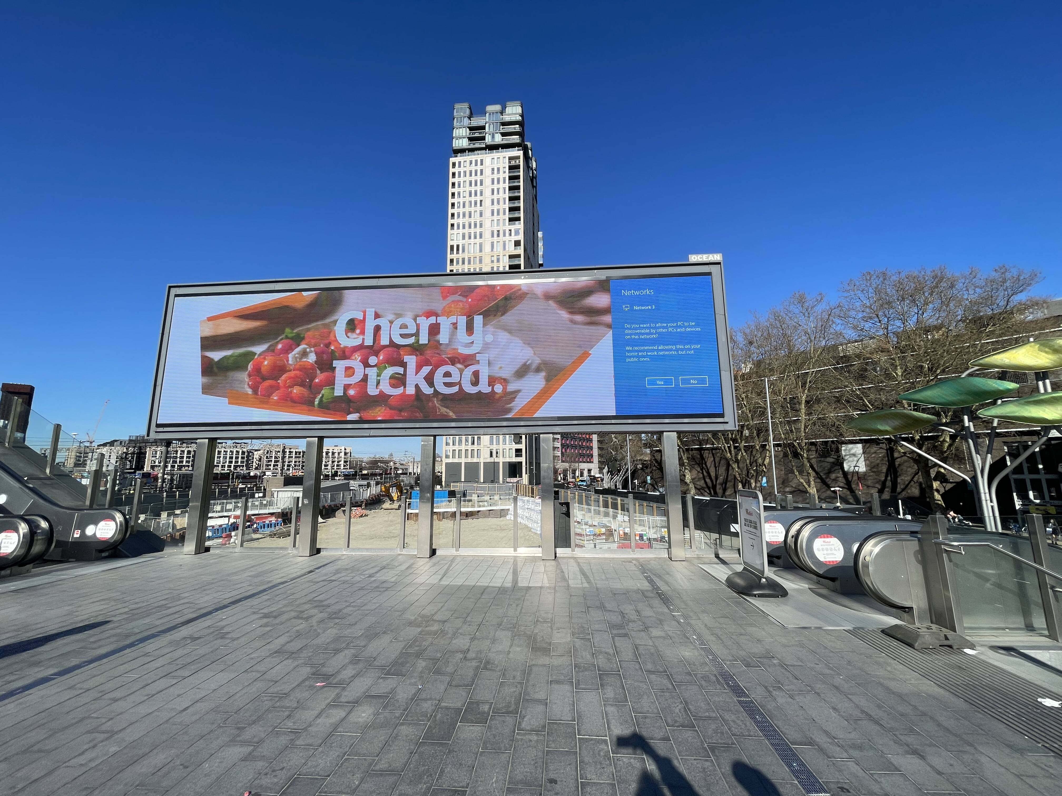 Windows asks a networking question on a Stratford billboard