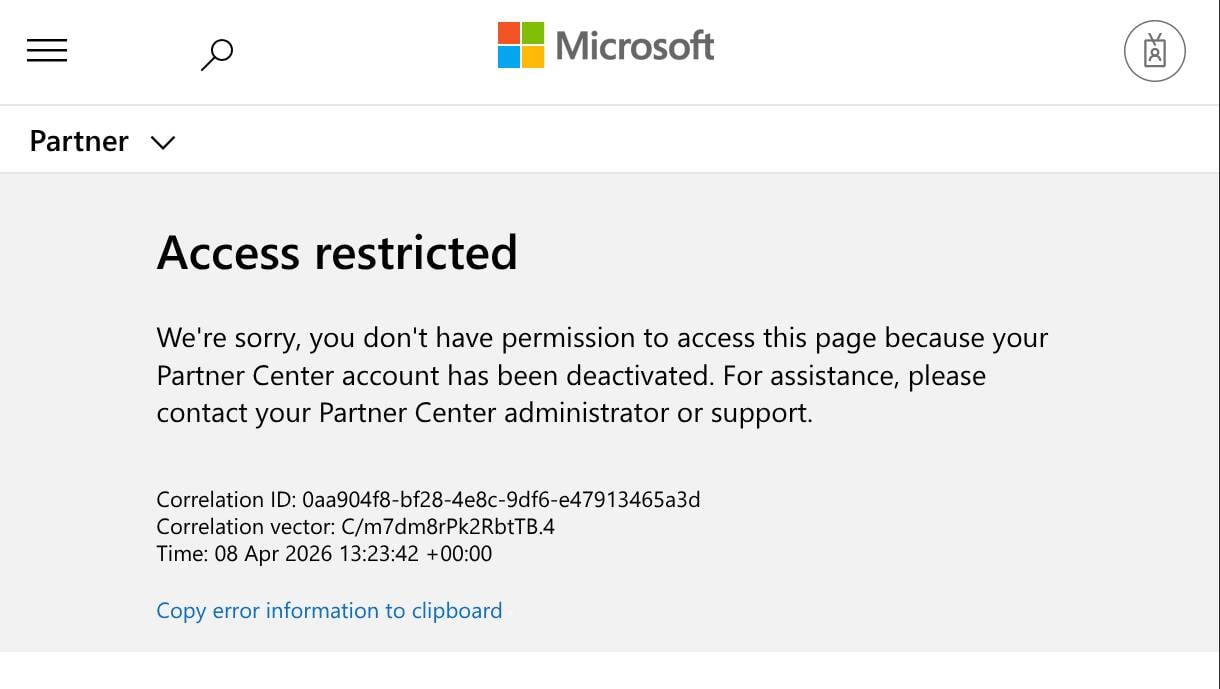 Microsoft Dev Account Deactivations