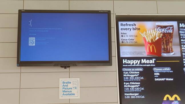 Order screen showing Windows Blue Screen of Death