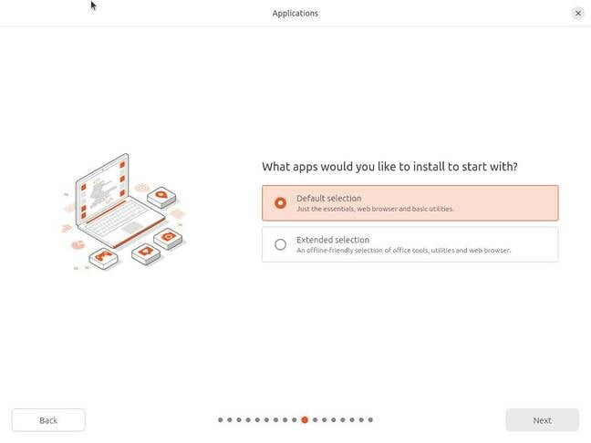 These days, Ubuntu Desktop defaults to a fairly basic install with Firefox and little else.