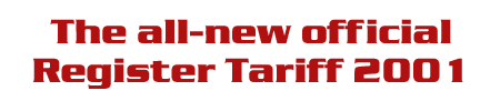 Welcome to the Register Tariff 2001